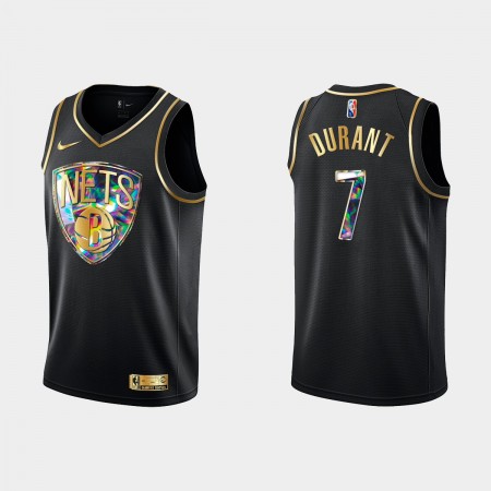 Herren NBA Brooklyn Nets Trikot Kevin Durant 7 Nike 2021-2022 Schwarz Golden Edition 75th Anniversary Diamond Swingman